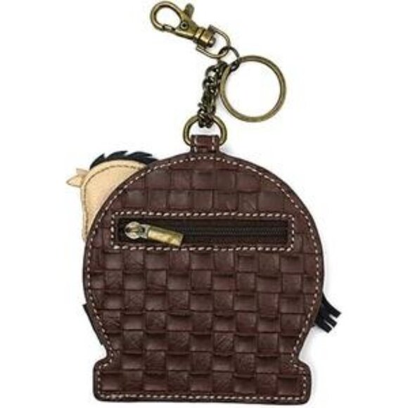 Chala Horse Key Fob Coin Purse Clip Zip Closure Brown Cream NWOT - Picture 3 of 7